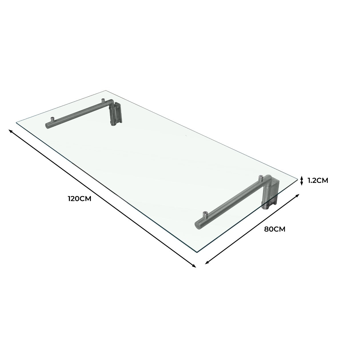 Tettoia in vetro trasparente 120 x 80 cm con staffe in acciaio inox, design elegante e moderno, ideale per porte esterne