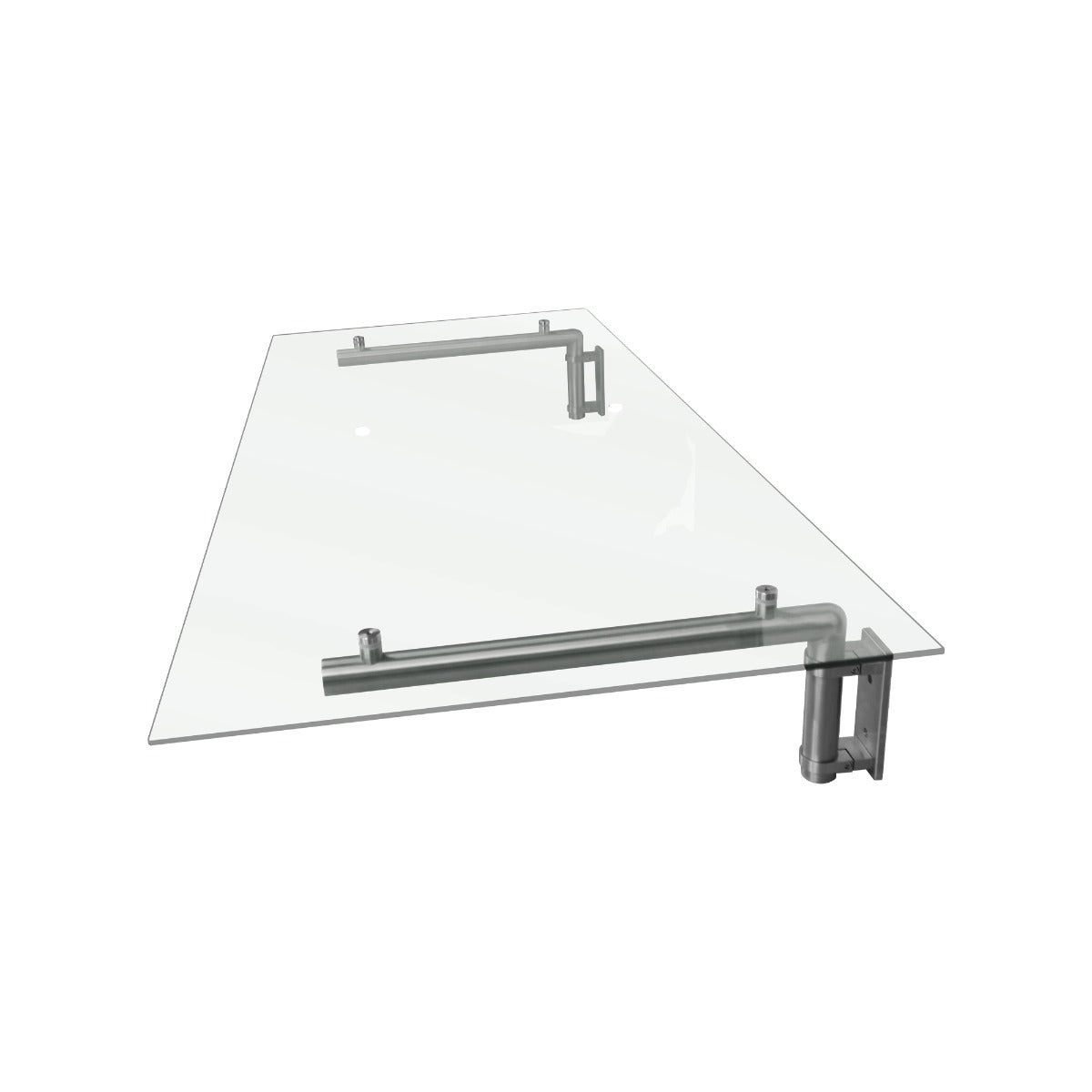 Tettoia in vetro trasparente 120 x 80 cm con staffe in acciaio inox, design elegante e moderno per porte esterne, superficie liscia e lucida