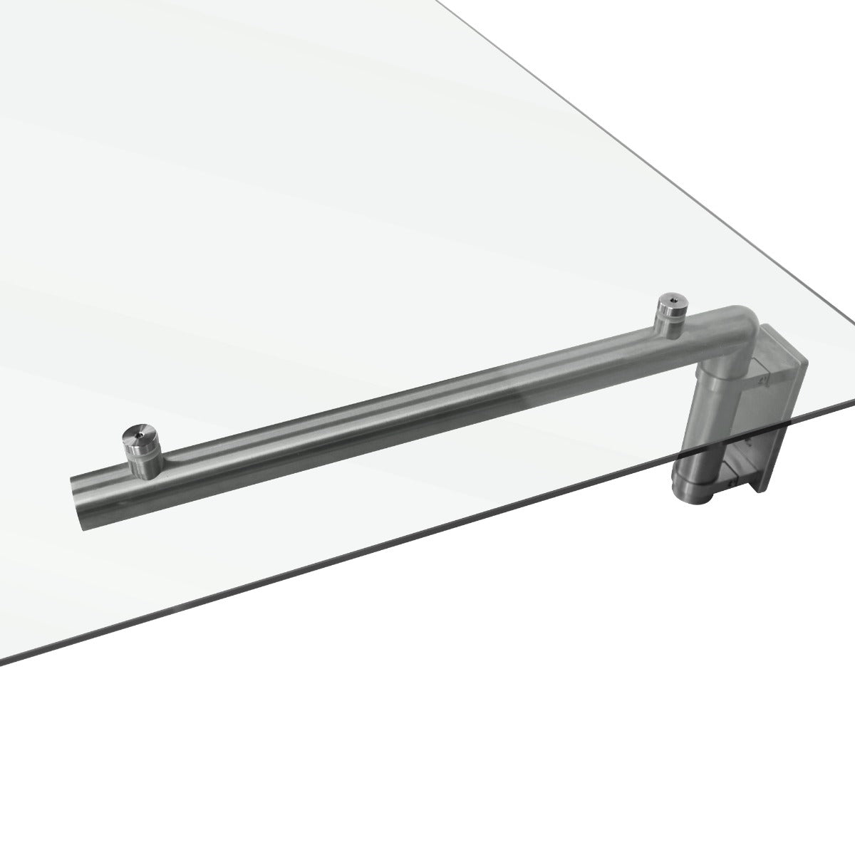 Tettoia in vetro trasparente 120 x 80 cm con staffe in acciaio inox lucido, design elegante e moderno per porte esterne