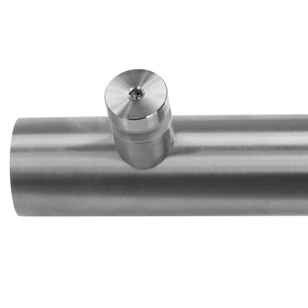Staffa in acciaio inox lucido, con finitura liscia e design moderno, ideale per installare tettoie in vetro su porte esterne