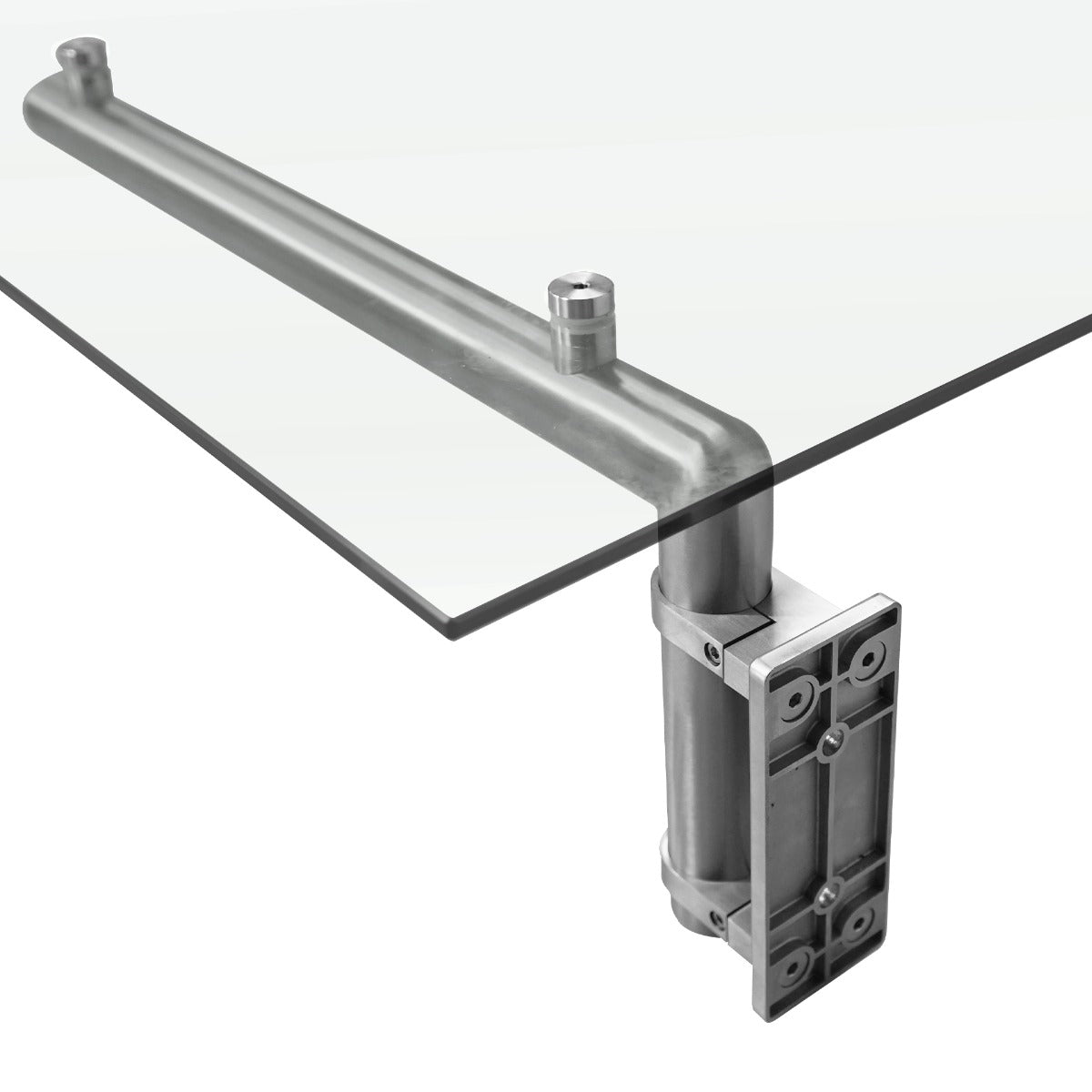 Tettoia in vetro trasparente con staffe in acciaio inox, design elegante e moderno, ideale per porte esterne, dimensioni 180 x 80 cm