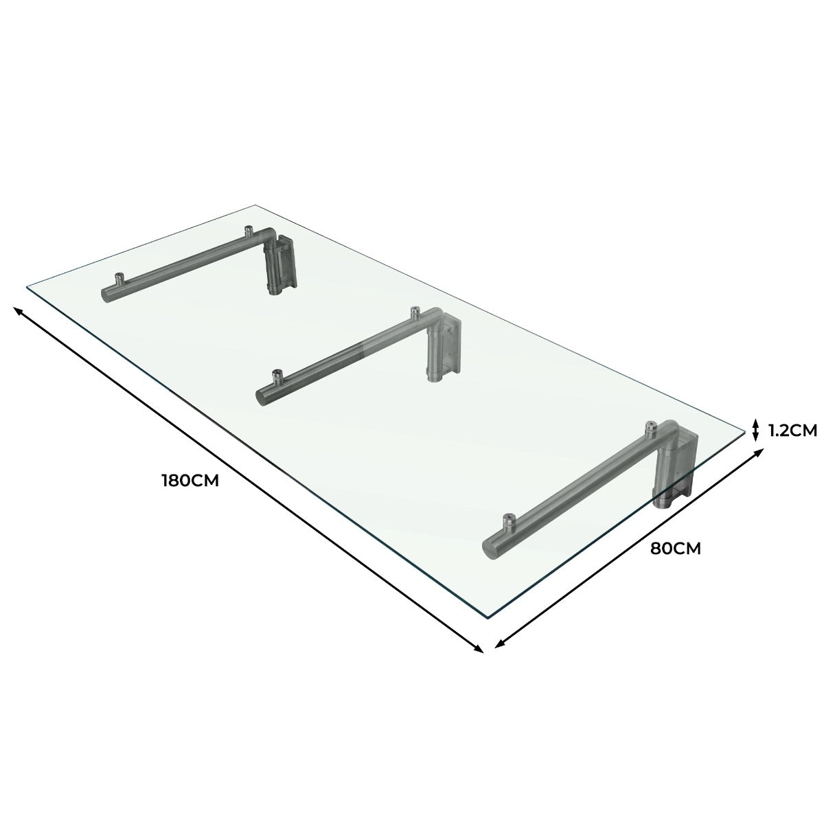 Tettoia in vetro trasparente di 180 x 80 cm con staffe in acciaio inox, elegante e resistente, ideale per porte esterne