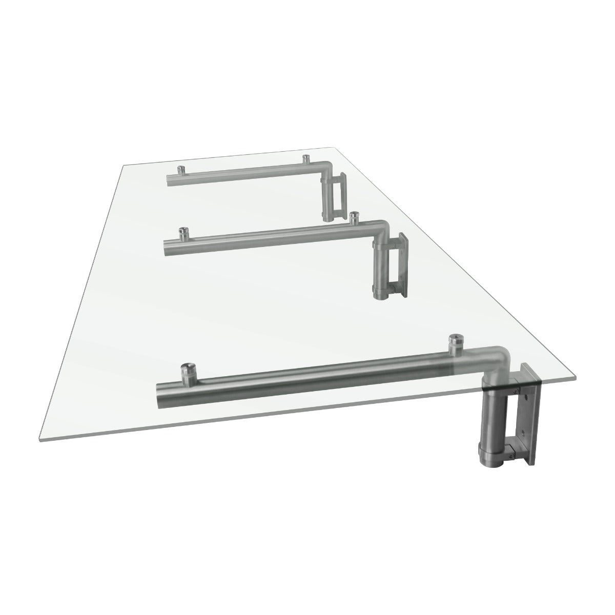 Tettoia in vetro trasparente 180 x 80 cm con robuste staffe in acciaio inox, ideale per porte esterne, design elegante e moderno
