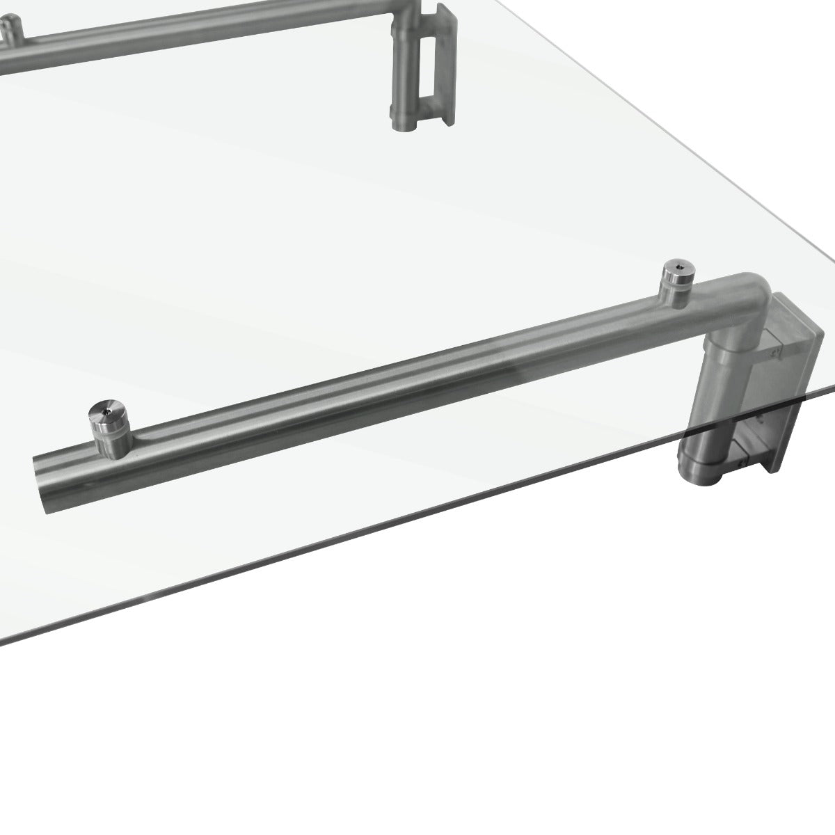Tettoia in vetro trasparente 180 x 80 cm con staffe in acciaio inox lucido, design moderno e resistente per porte esterne