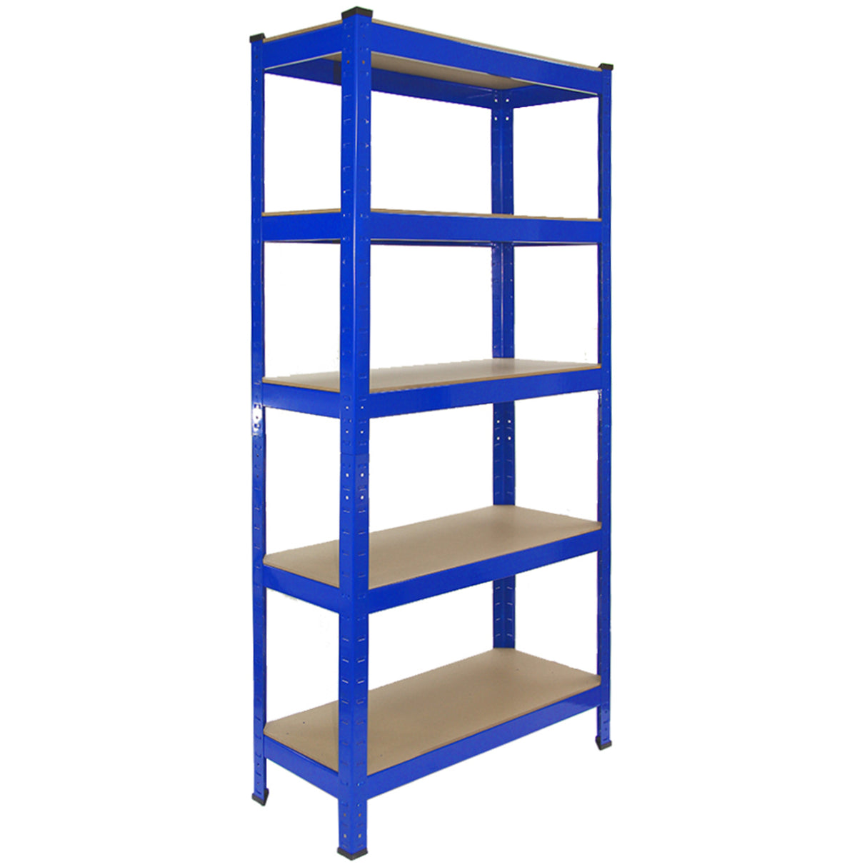 Scaffale da garage ad incastro T-Rax blu, 75cm x 30cm, con cinque ripiani in legno, struttura robusta e resistente, ideale per organizzare spazi