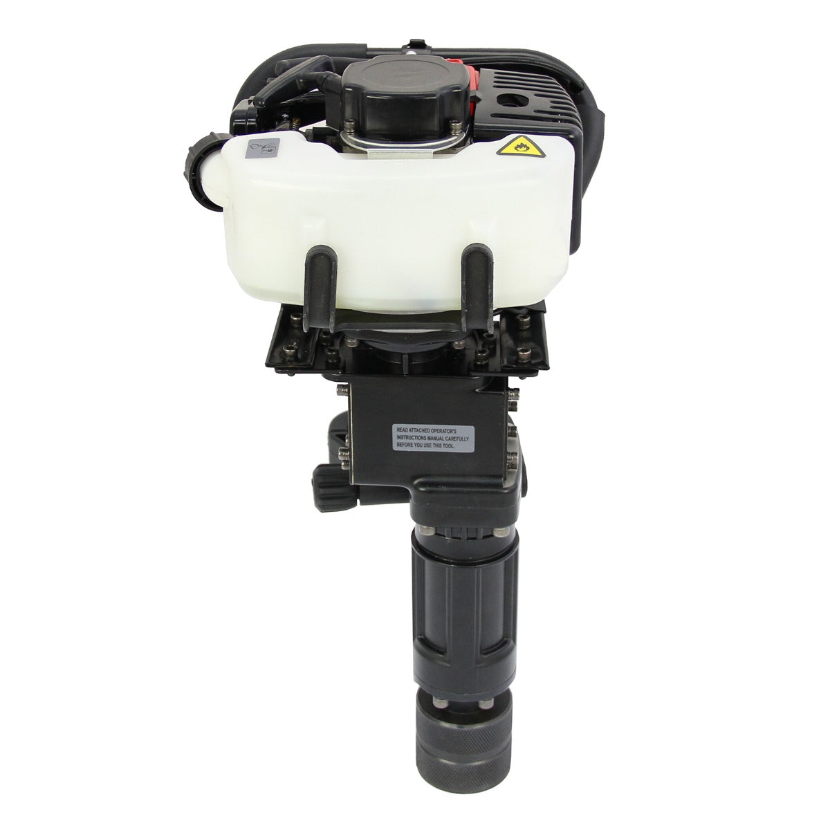Trivella e battipalo a 2 tempi T-Mech, con serbatoio bianco, motore nero e impugnatura ergonomica per lavori di perforazione