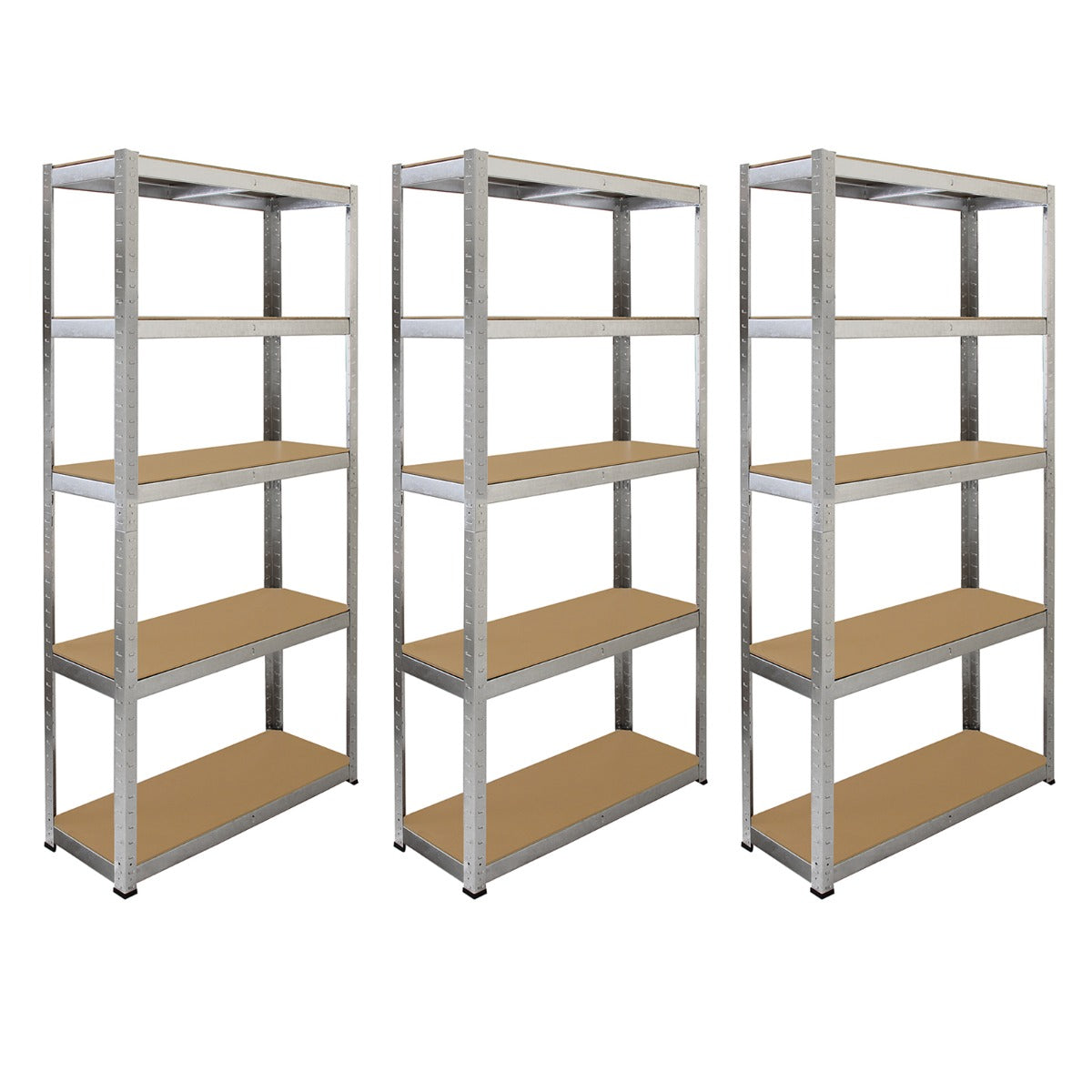 Scaffale da garage galvanizzato ad incastro Galwix, 90cm x 30cm, con 6 ripiani in legno chiaro e struttura metallica resistente e lucida