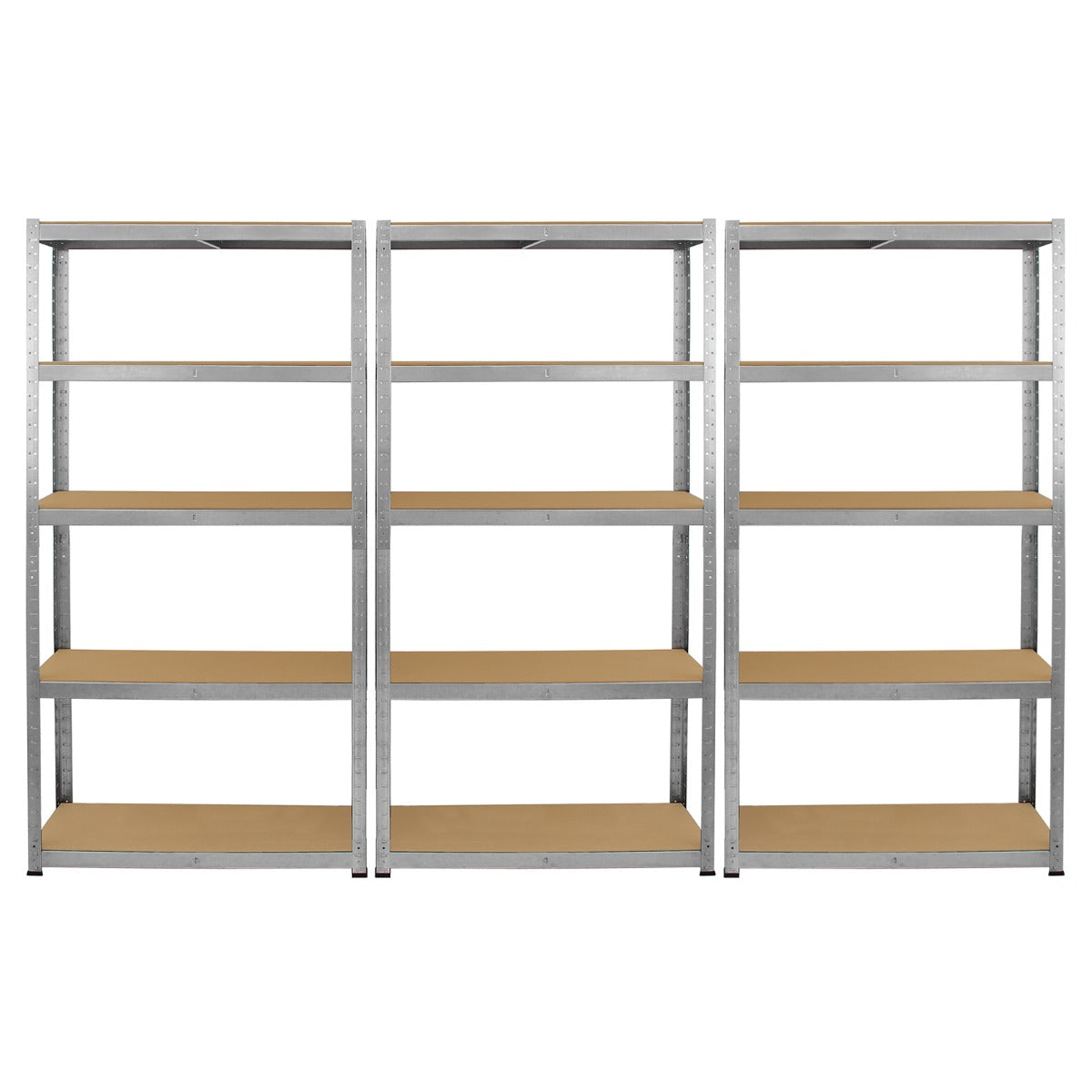 Scaffale da garage galvanizzato ad incastro Galwix, 90cm x 30cm, con sei ripiani in legno chiaro e struttura metallica robusta e lucida