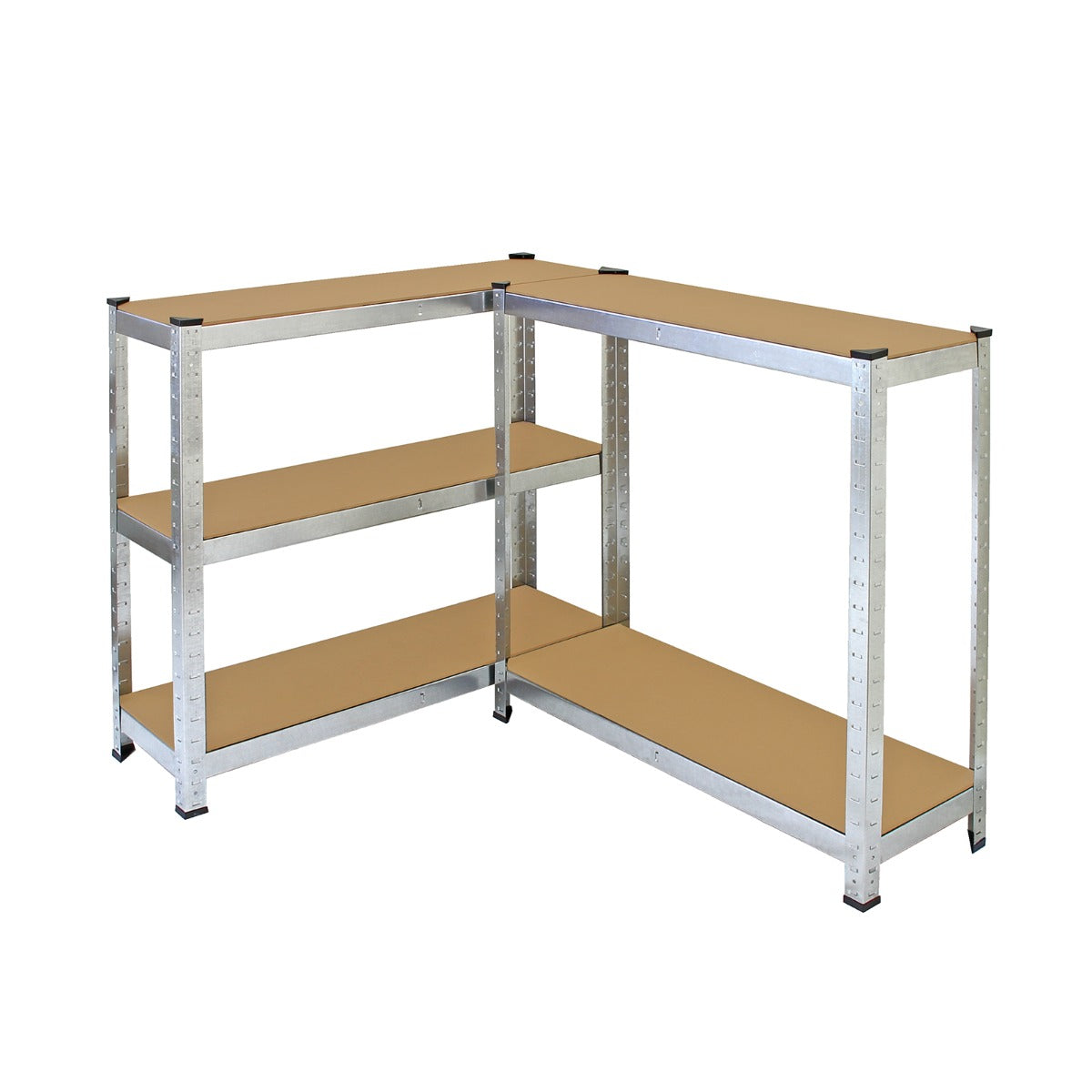 Scaffale da garage galvanizzato ad incastro, 90cm x 30cm, con ripiani in legno chiaro e struttura metallica robusta e resistente