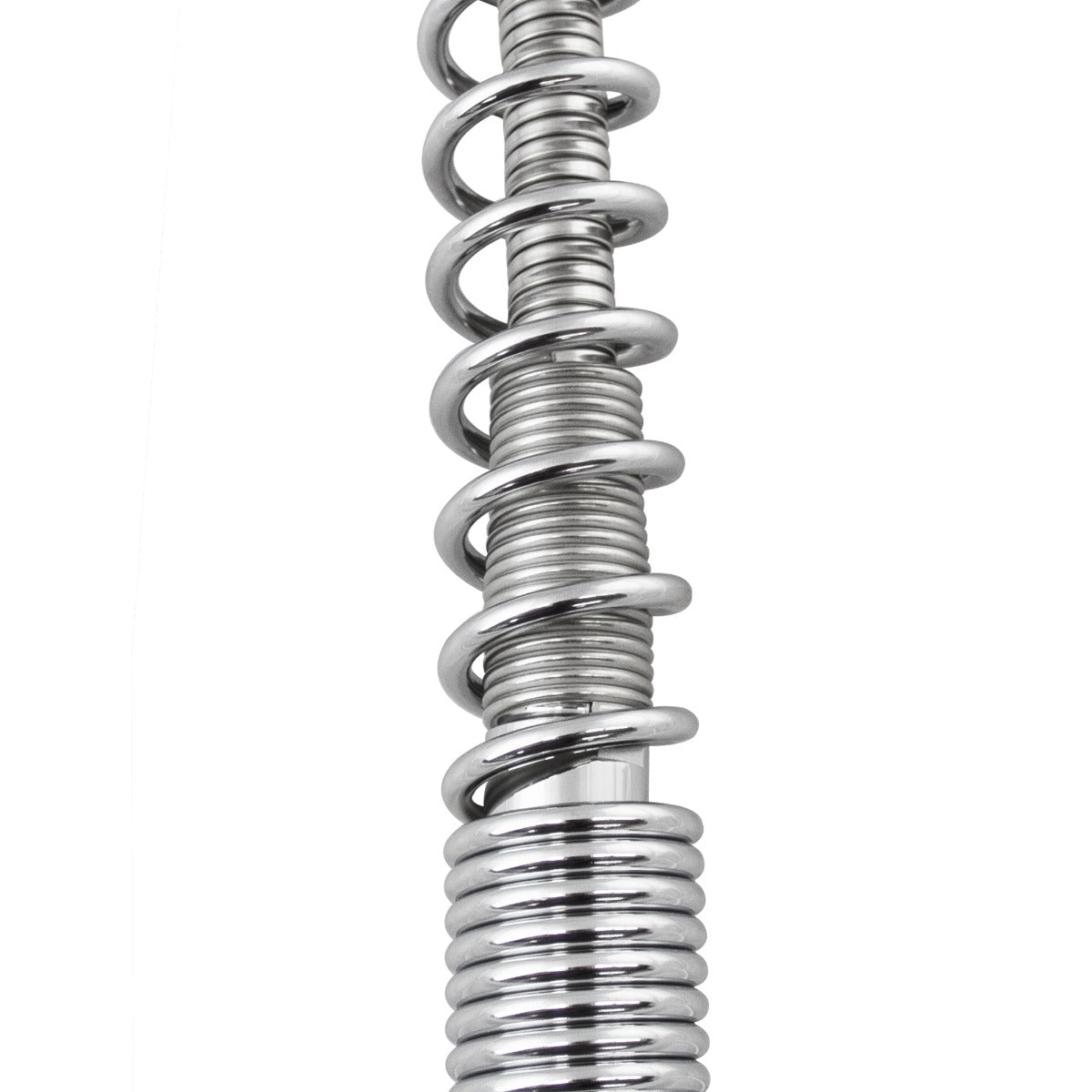 Rubinetto KuKoo in acciaio inox lucido con tubo flessibile a spirale, design moderno e funzionale per lavandino da cucina