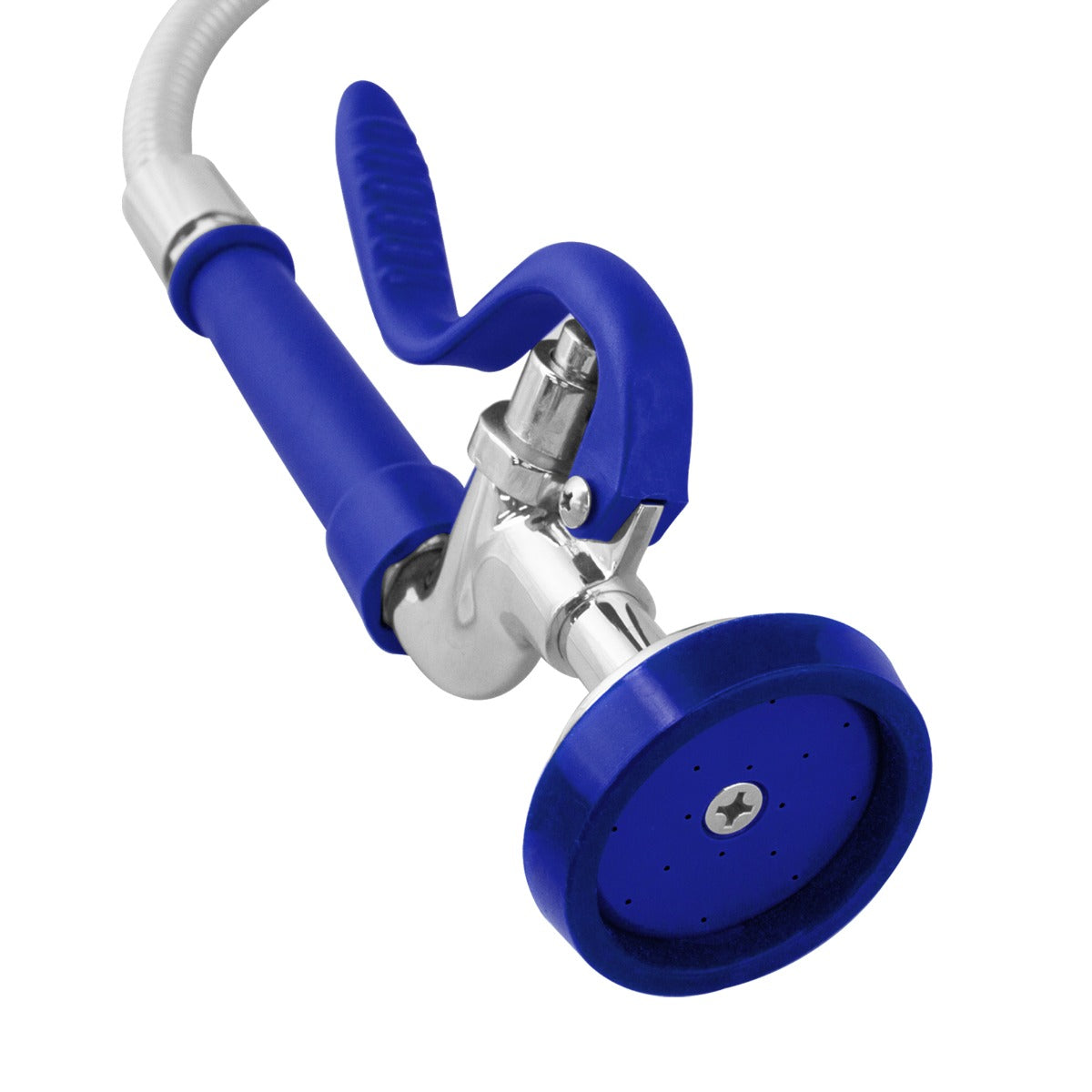 Rubinetto KuKoo da cucina in acciaio inox, con tubo flessibile blu e manico ergonomico, design moderno e funzionale