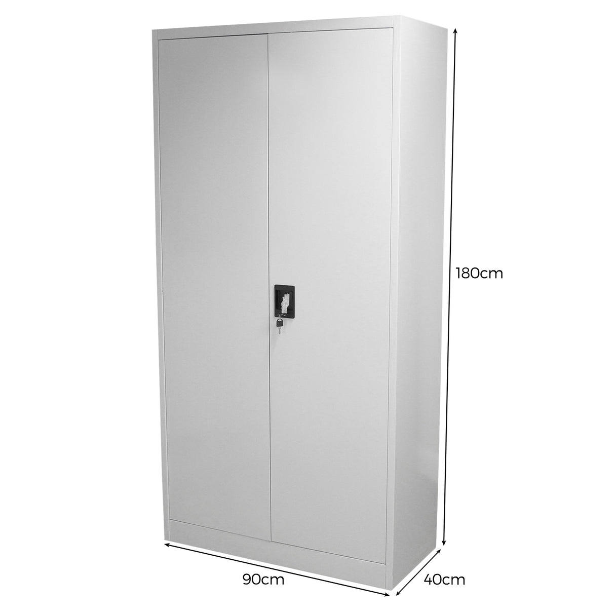 Armadietto Grigio Chiaro Alto 180cm in Acciaio per Casa e Ufficio con 4 Ripiani