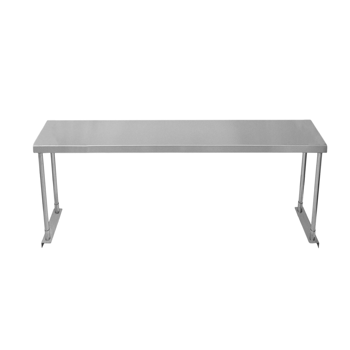 Ripiano per tavolo da cucina in acciaio inox, lungo 150 cm, con finitura lucida e supporti robusti per un uso professionale