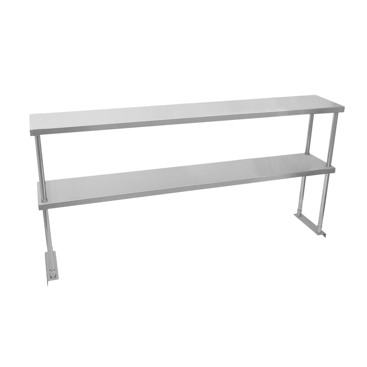 Ripiano doppio per tavolo da cucina KuKoo, in acciaio inox lucido, lungo 150 cm, con struttura robusta e design moderno