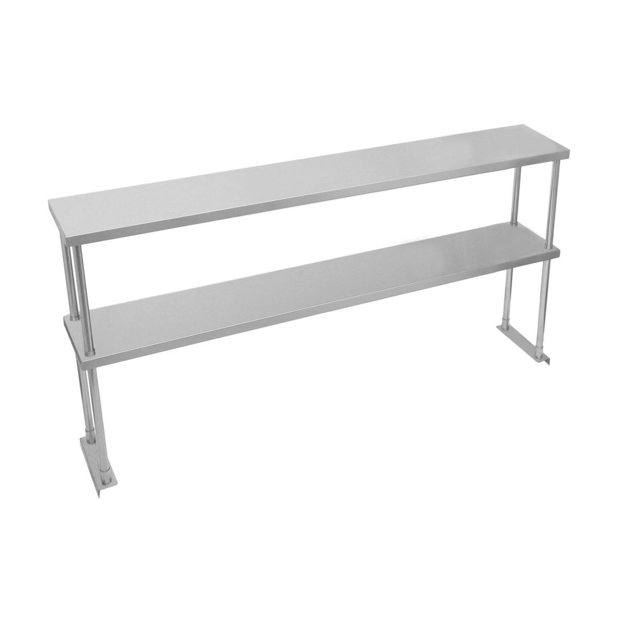 Ripiano doppio in acciaio inox per cucina, 150 cm, con superficie liscia e resistente, ideale per ristoranti e spazi di lavoro