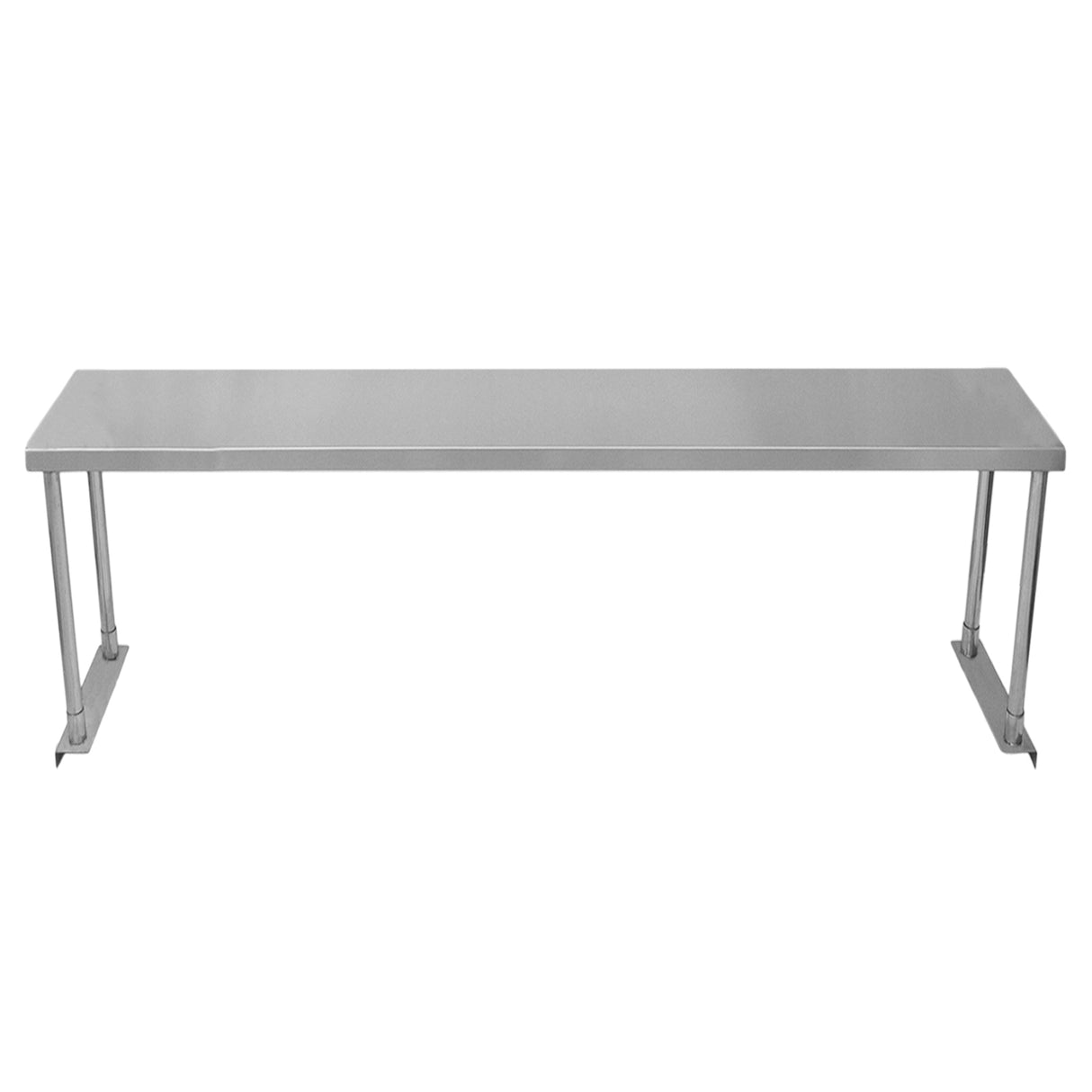 Ripiano per tavolo da cucina in acciaio inox lucido, lungo 180 cm, con supporti robusti e design elegante, ideale per ristoranti