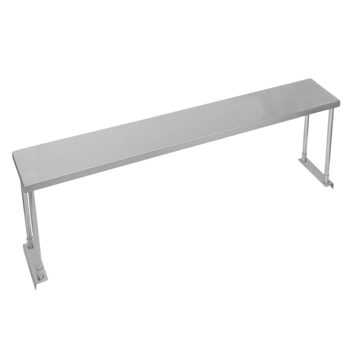 Ripiano per tavolo da cucina in acciaio inox, lungo 180 cm, con finitura lucida e supporti robusti per una stabilità ottimale