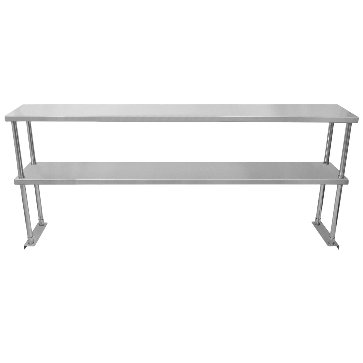 Ripiano doppio in acciaio inox per tavolo da cucina, lungo 180cm, con superficie liscia e struttura robusta, ideale per ristoranti