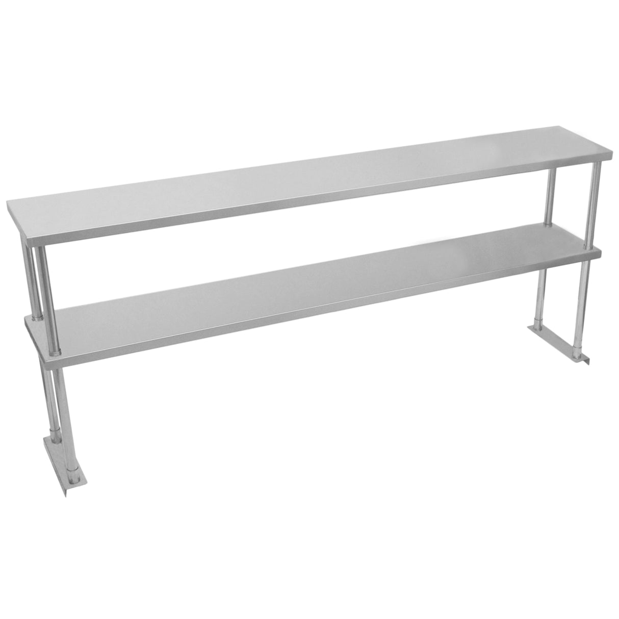 Ripiano doppio in acciaio inox per tavolo da cucina, lungo 180 cm, con superficie liscia e resistente, ideale per ristoranti