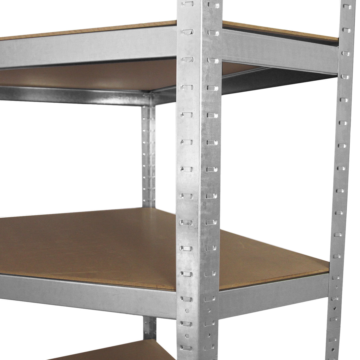 Scaffale ad angolo Galwix in acciaio grigio, senza bulloni, con ripiani in legno, design moderno e funzionale, altezza 90 cm