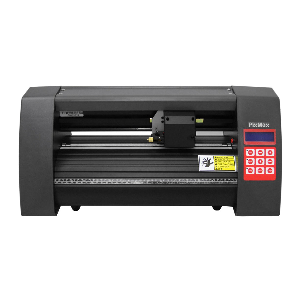 Taglierina per vinile 360mm in metallo nero con pannello di controllo rosso, design compatto e linee moderne per un uso facile e preciso