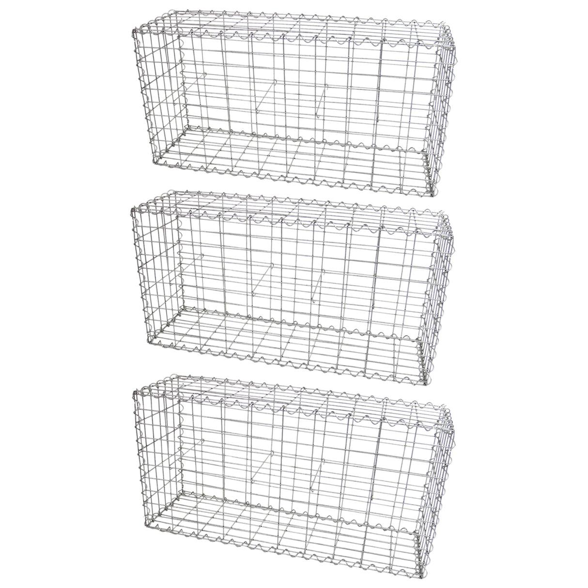 3 Gabbioni per Sassi e Legna da Giardino e da Esterno 100cm x 50cm x 30cm