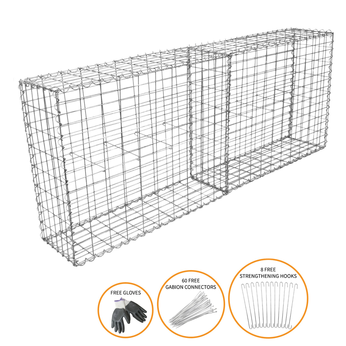 2 Gabbioni per Sassi e Legna da Giardino e da Esterno 100cm x 95cm x 30cm