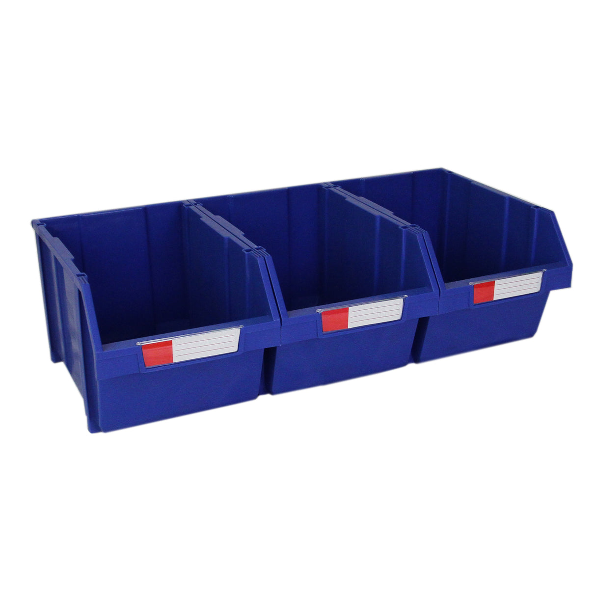 Scaffale T-RAX in acciaio blu con 12 contenitori a bocca di lupo, design pratico e resistente per organizzare spazi di lavoro e magazzini