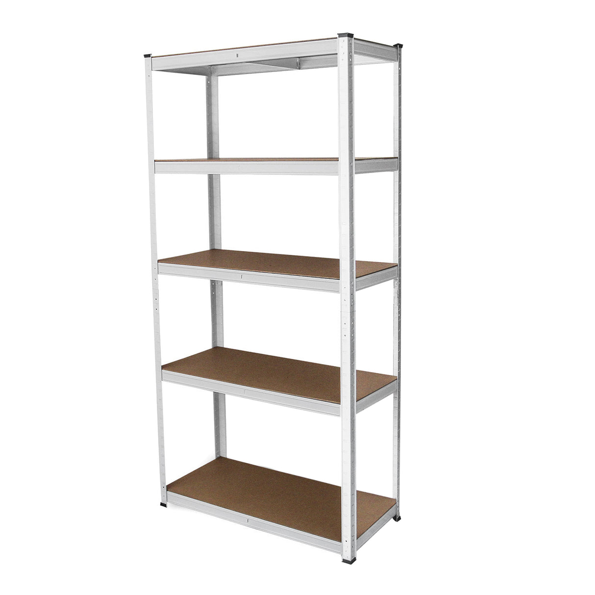 Scaffale da garage bianco in metallo con quattro ripiani in MDF, design robusto e funzionale, dimensioni 90cm x 40cm