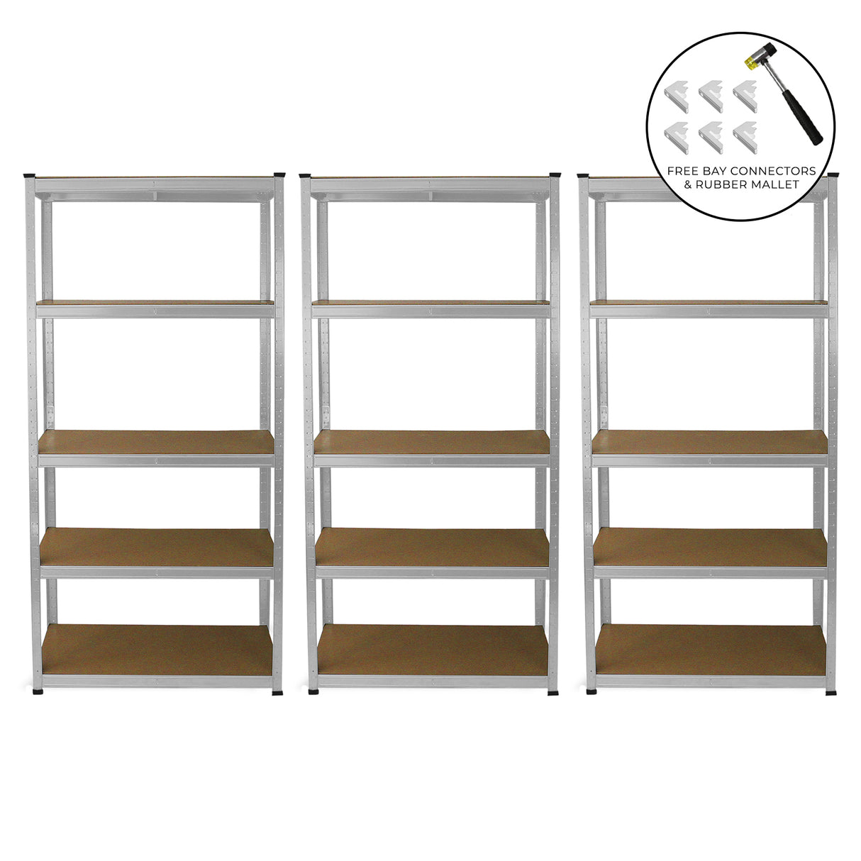 Scaffale da garage galvanizzato in metallo, 90cm x 40cm, composto da 3 pezzi, con ripiani robusti e connettori inclusi per un facile montaggio