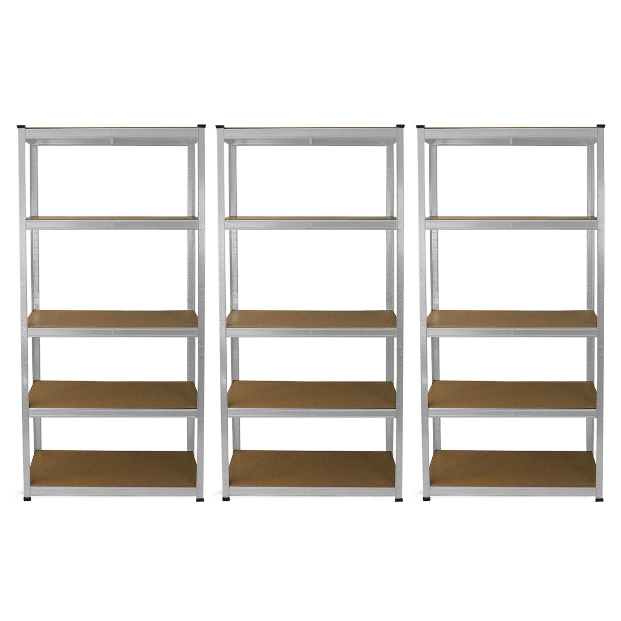 Scaffale da garage galvanizzato ad incastro, 90cm x 40cm, composto da tre pezzi, con ripiani in legno chiaro e struttura metallica robusta