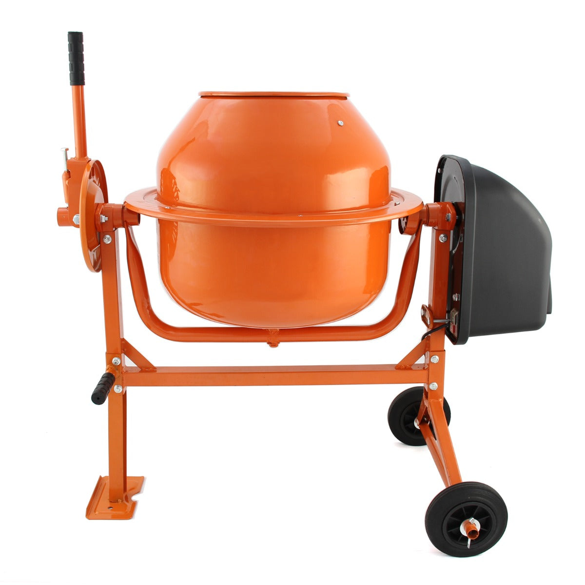 Coclea da terra arancione con struttura robusta, tre trapani di diametro diverso e kit di sicurezza, ideale per lavori di giardinaggio