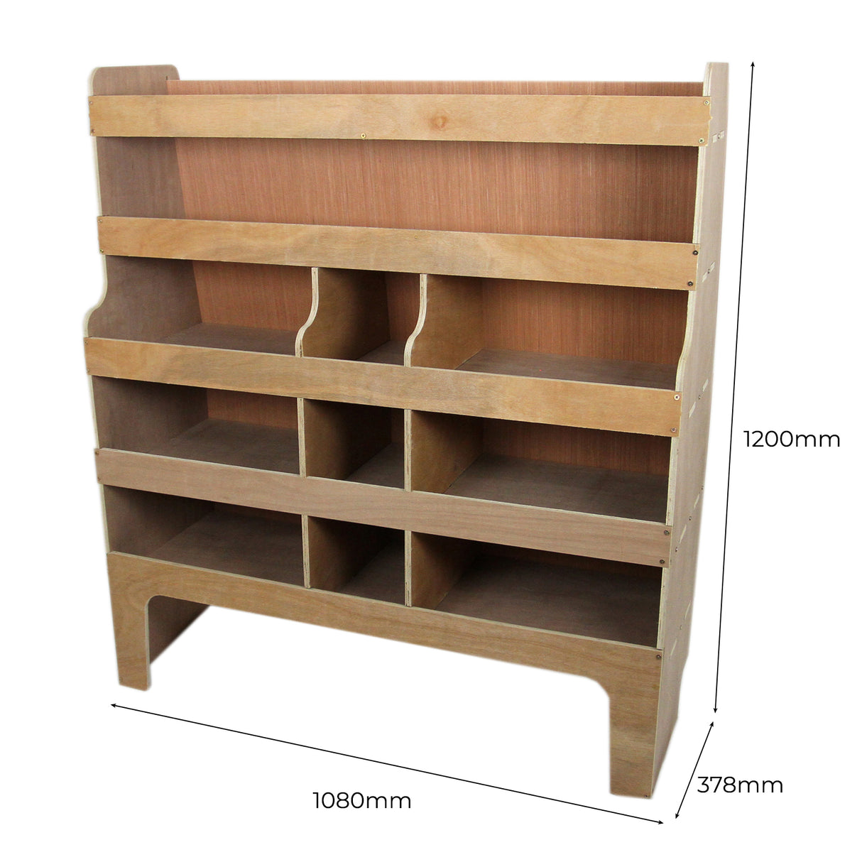 Scaffalatura in compensato per furgone Ford Transit, con tre ripiani e scomparti, finitura naturale e dimensioni 1200x1080x378 mm