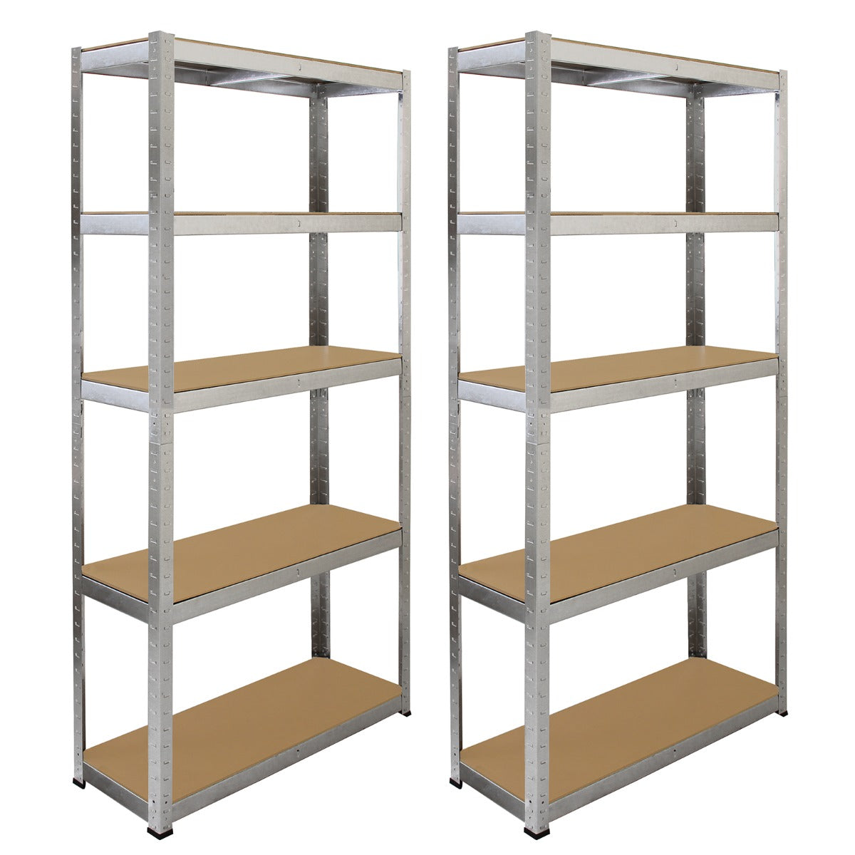 Scaffale da garage galvanizzato ad incastro, 90cm x 30cm, con ripiani in legno chiaro e struttura metallica resistente e lucida