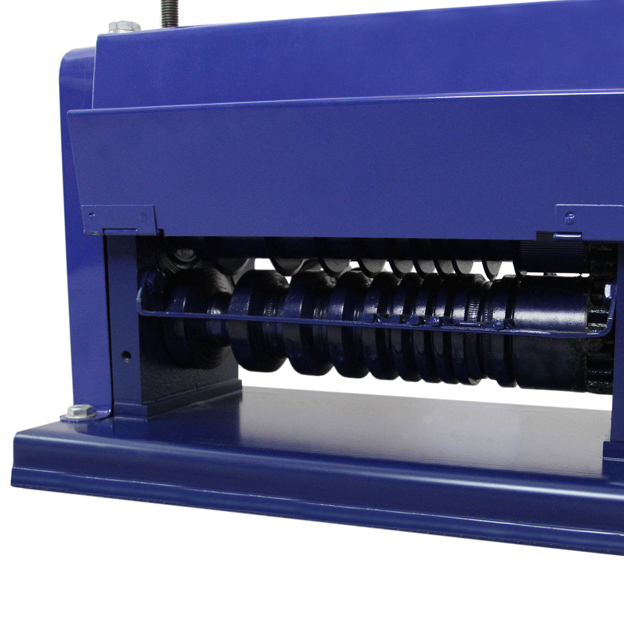 Spella cavi automatica T-Mech 38mm, struttura robusta blu, rulli in metallo lucido, design compatto per lavorazioni efficienti