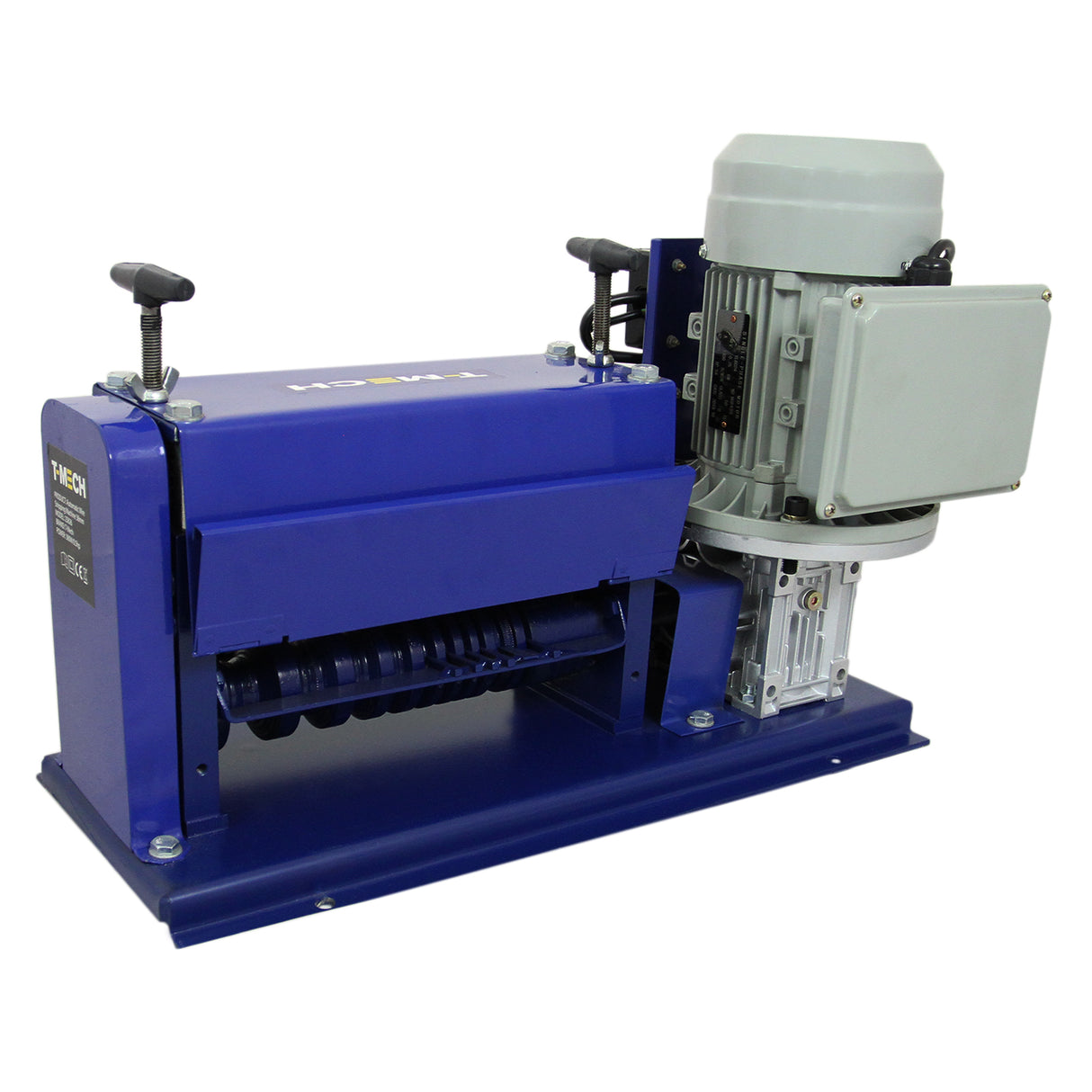 Spella cavi automatica T-Mech 38mm, struttura robusta blu, motore grigio, design compatto e funzionale per lavori elettrici professionali
