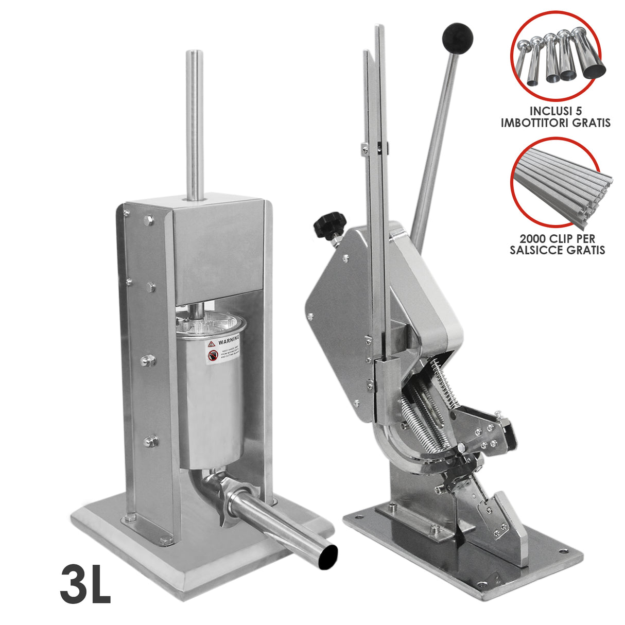 Kit per Salsicce Clippatrice & Insaccatrice KuKoo da 3L