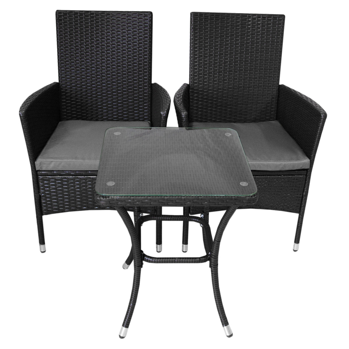 Set da bistrò Jardí in rattan nero