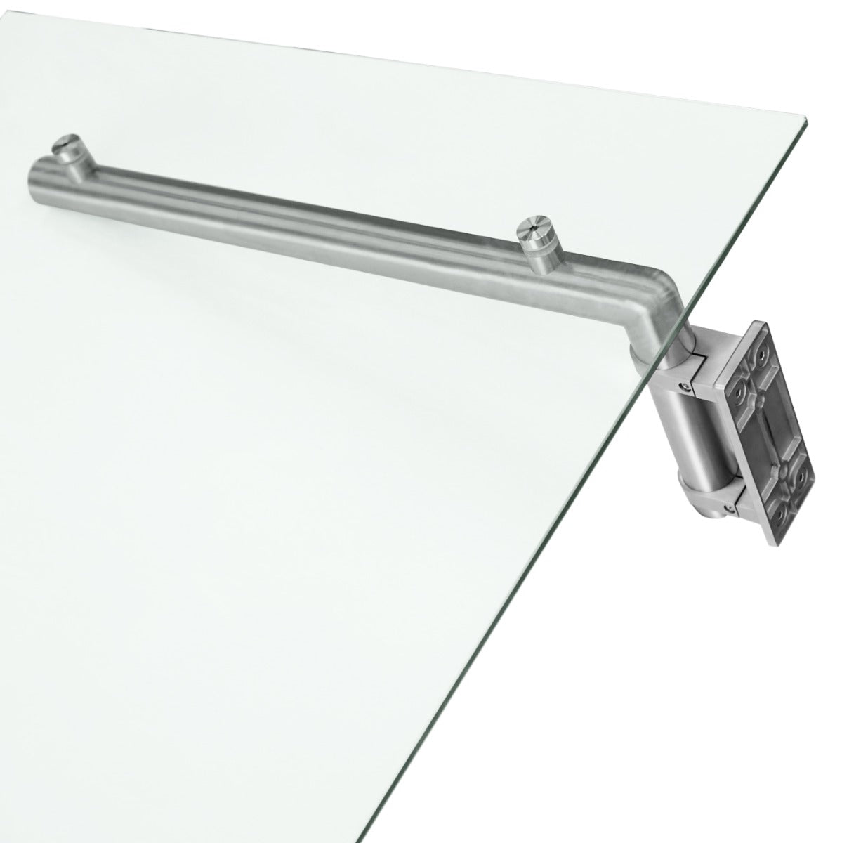 Tettoia in vetro trasparente con staffe in acciaio inox, design elegante e moderno, ideale per porte esterne di 144 x 80 cm