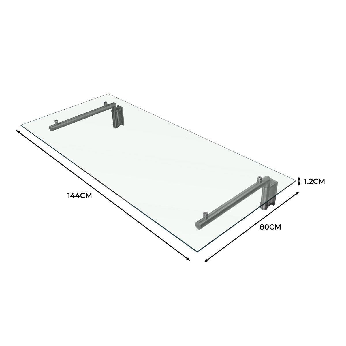 Tettoia in vetro trasparente 144 x 80cm con robuste staffe in acciaio inox, design elegante e moderno per porte esterne