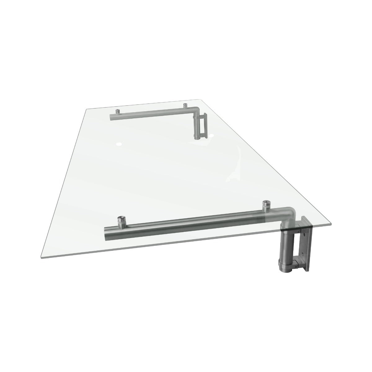 Tettoia in vetro trasparente 144 x 80 cm con robuste staffe in acciaio inox, design elegante per porte esterne moderne