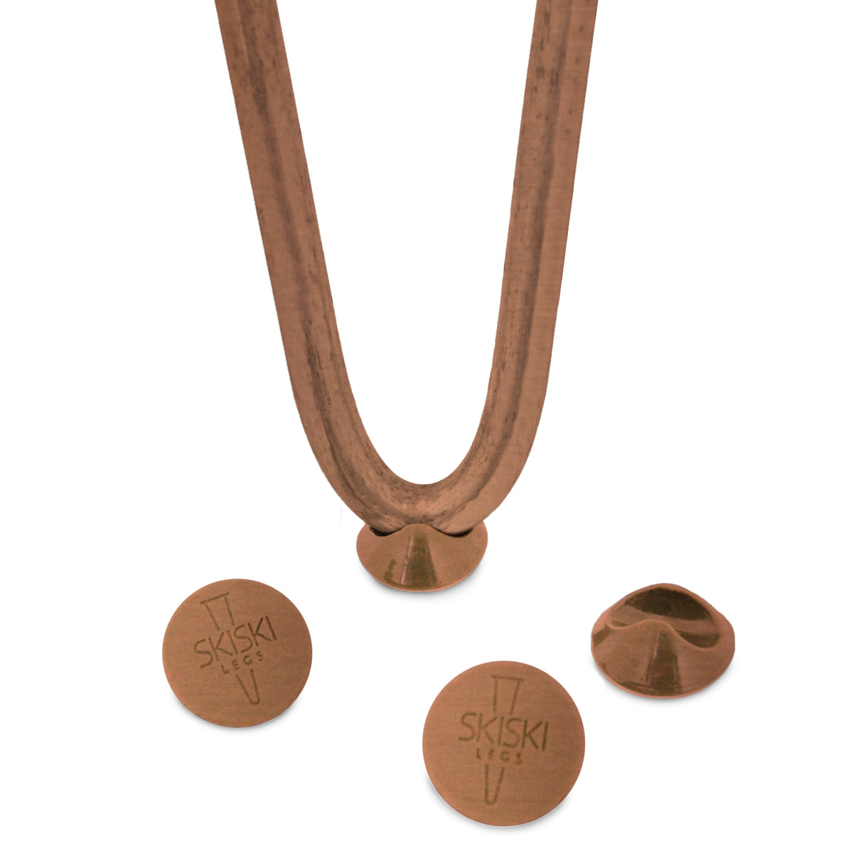 4 Gambe da Tavolo a Forcina 71cm - 2 Rebbi - 10mm - Rame Antico