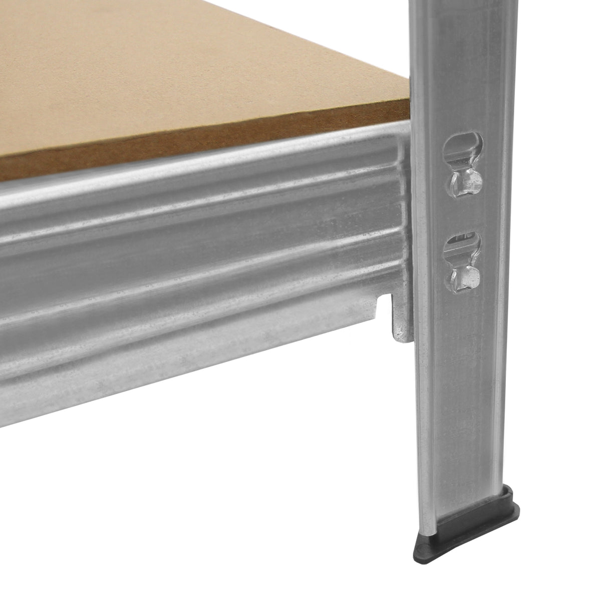 Scaffale HD Rax per uso pesante, struttura in metallo grigio, ripiani in MDF marrone, design robusto e resistente per carichi elevati