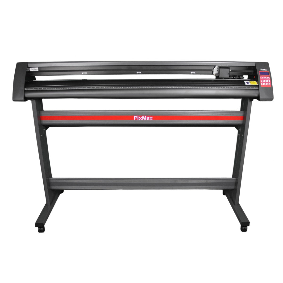 Taglierina per vinile da 1350 mm con guida luminosa a LED, struttura nera e rossa, design robusto e funzionale per precisione nella lavorazione