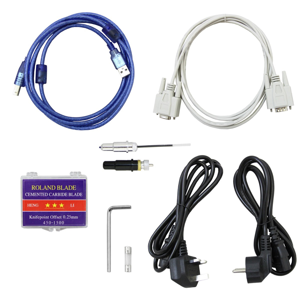 Cavi USB e di connessione, lama in carburo di tungsteno, supporto e accessori per taglierina vinile 1350 mm con guida LED