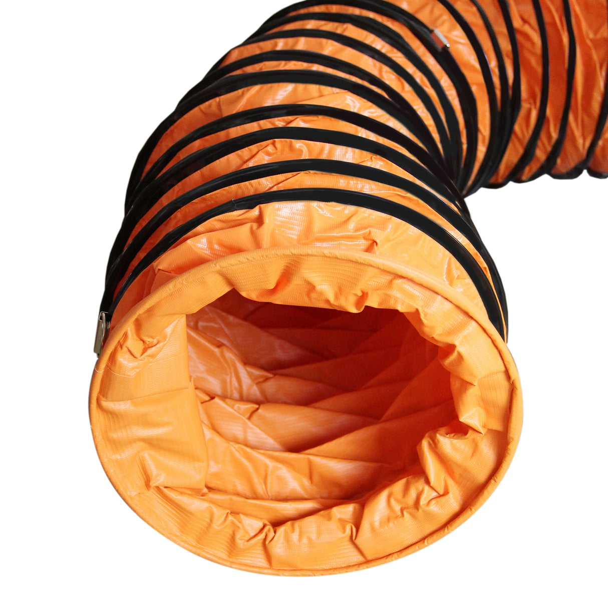 Tubo di aspirazione arancione di 300mm, flessibile e resistente, con superficie liscia e pieghe profonde per un'ottima ventilazione