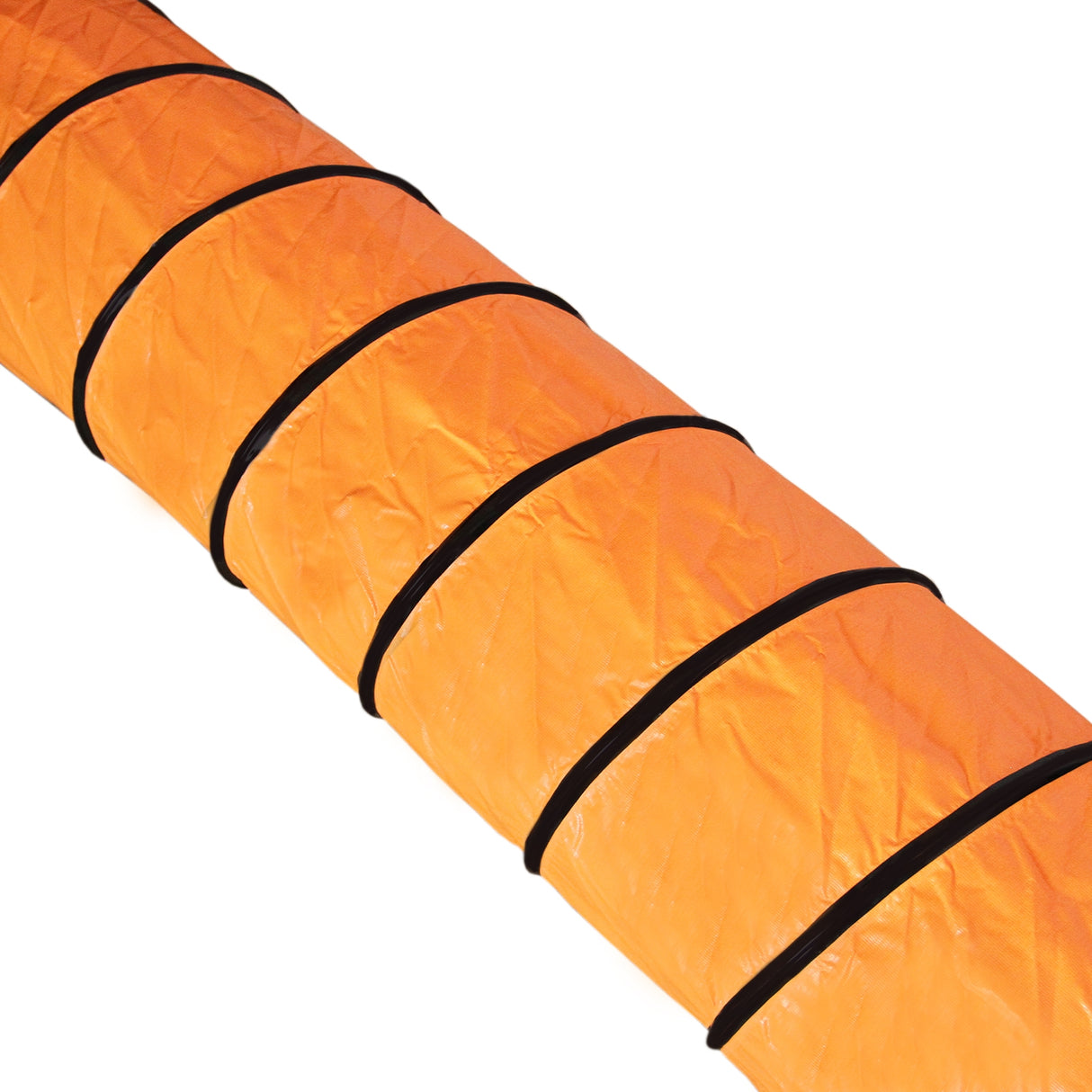 Ventola di aspirazione arancione da 300mm con tubo flessibile di 12m, caratterizzato da una superficie liscia e cuciture nere decorative