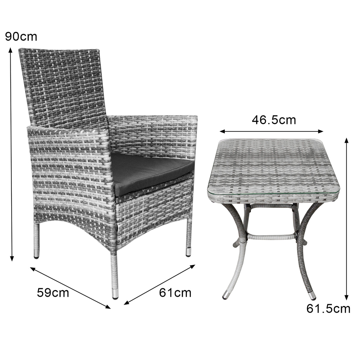 Set Bistro da Giardino Jardí in Polyrattan con 2 Poltroncine e Tavolino