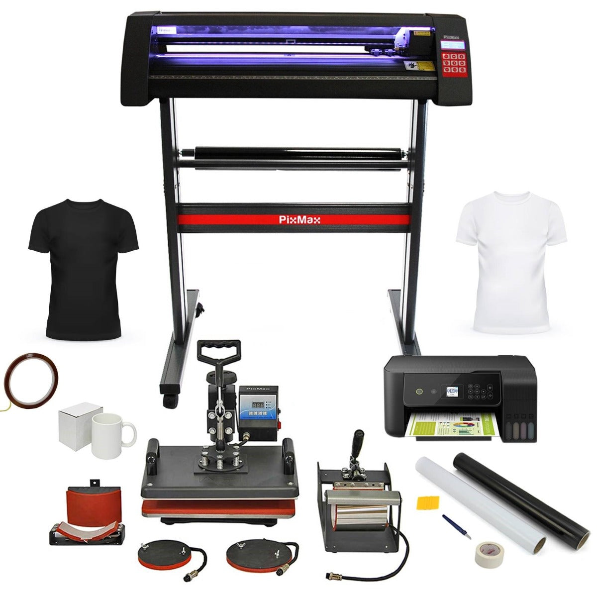 Kit Plotter per Taglio Vinile LED Pressa a Caldo 5 in 1 Stampante Inclusa