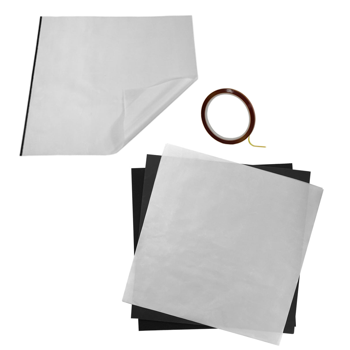 Pressa a caldo per vongole 38 x 38 cm con cartucce, include fogli trasparenti e nastro adesivo, materiali lisci e resistenti